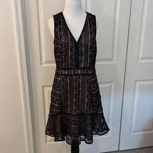 Greylin Black Lace Mini Dress